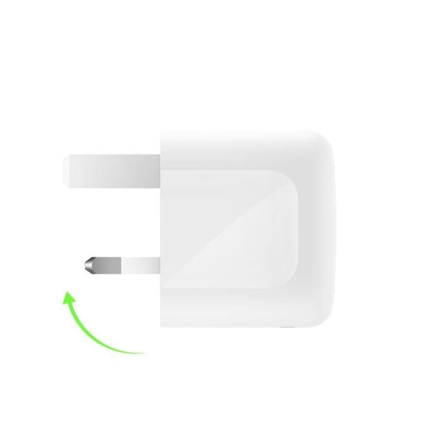 بيلكن شاحن جداري تقنية GaN ومنفذين USB-C بقوة 50 واط – ابيض