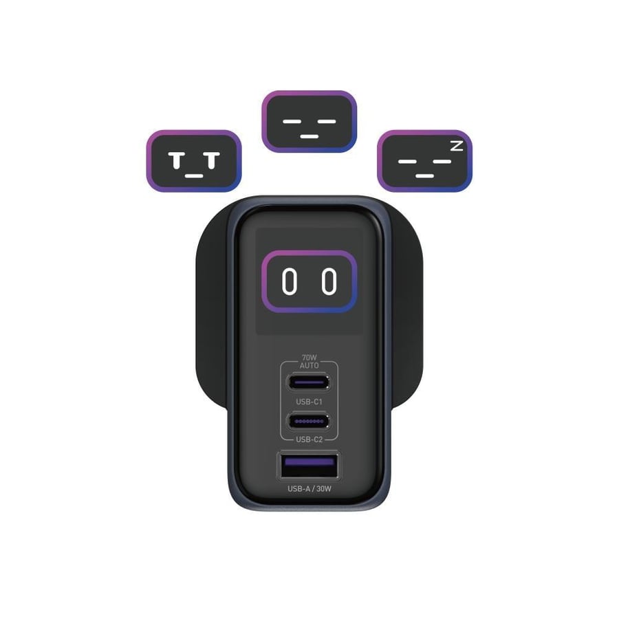 Joda 70W 3-Port Wall Charger with 240W Type-C Cable - Gray