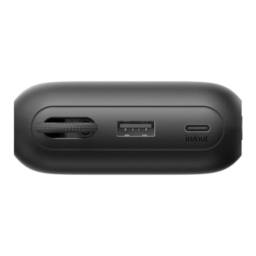 بيلكن بطارية متنقلة بسعة 20,000 مللي أمبير وقدرة 45 واط، مع كابل USB-C مدمج وشاشة عرض – أسود