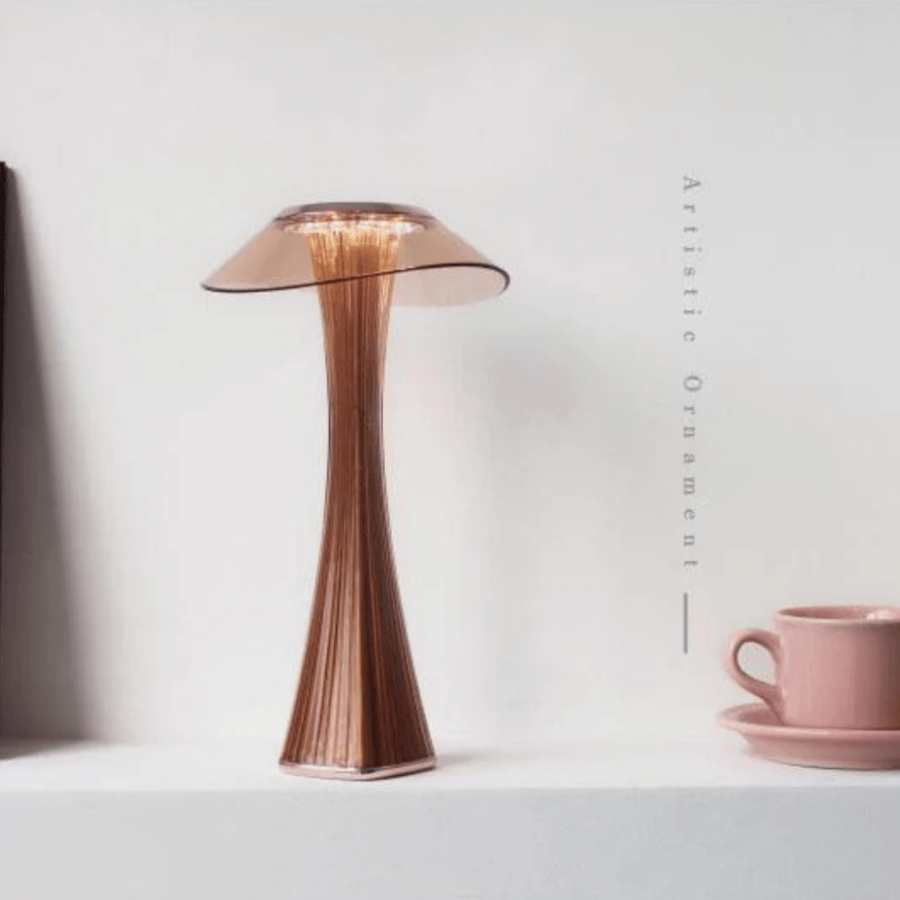 Elegant lamp with touch LED, brown color