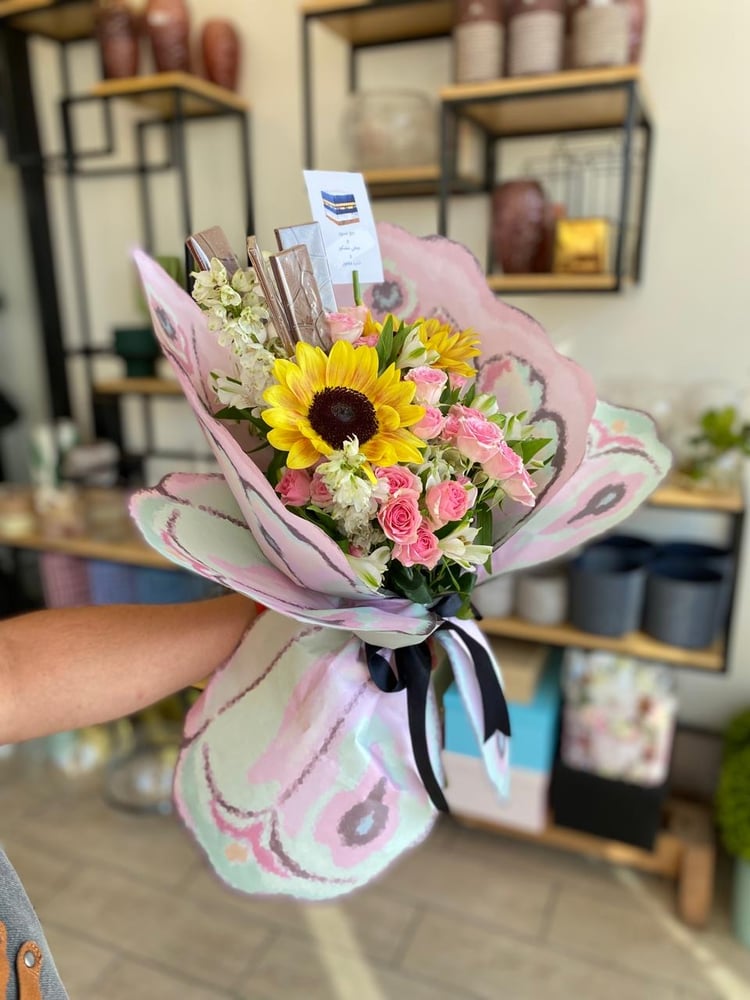 Butterfly bouquet with the chocolate