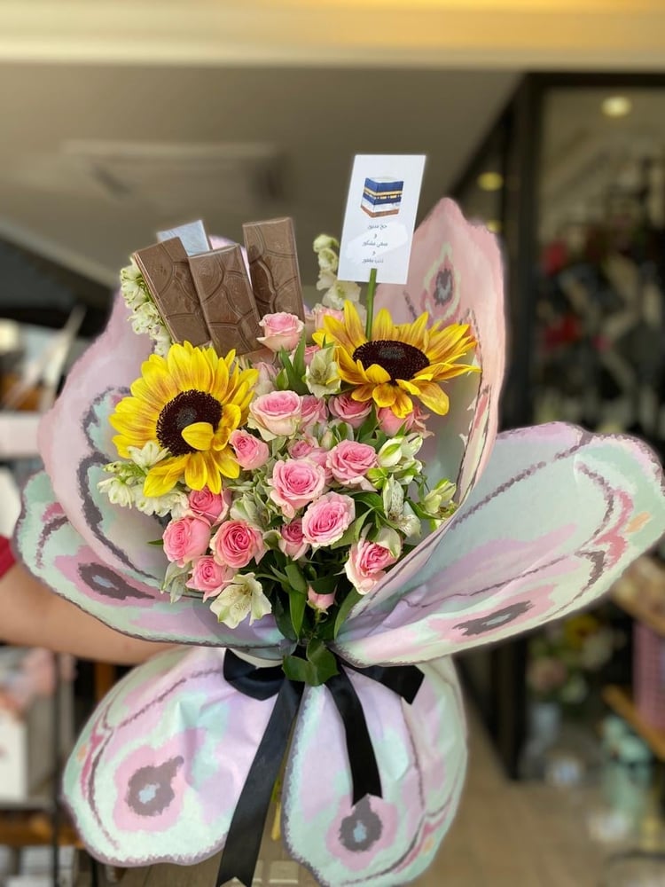 Butterfly bouquet with the chocolate