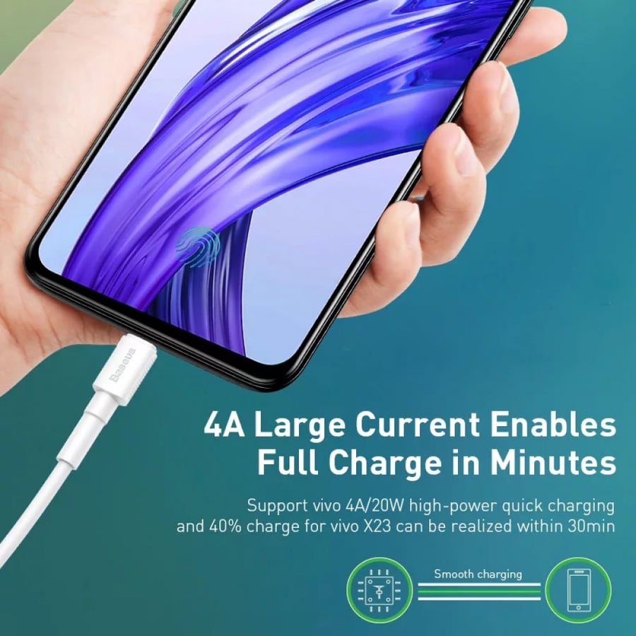 Baseus | Micro USB charger cable 4A fast Baseus | Fast Micro-USB Cable Mini White 1M 2M