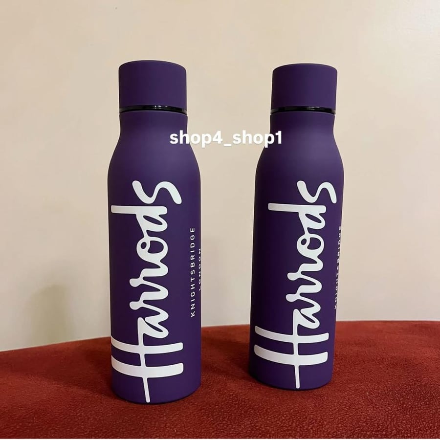 Harrods purple water bottle