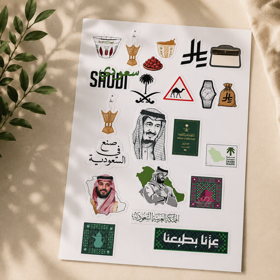 مجموعة ستيكرات اليوم الوطني لاصقه