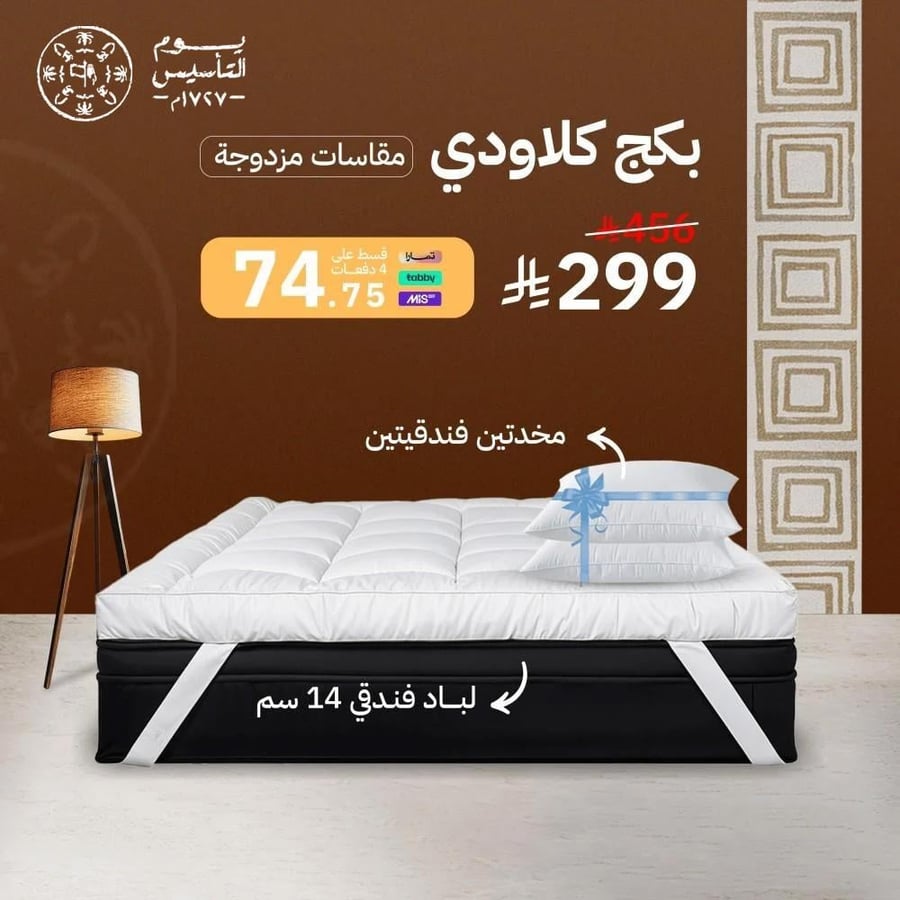 بكج كلاودي لباد مع مخدتين فندقية