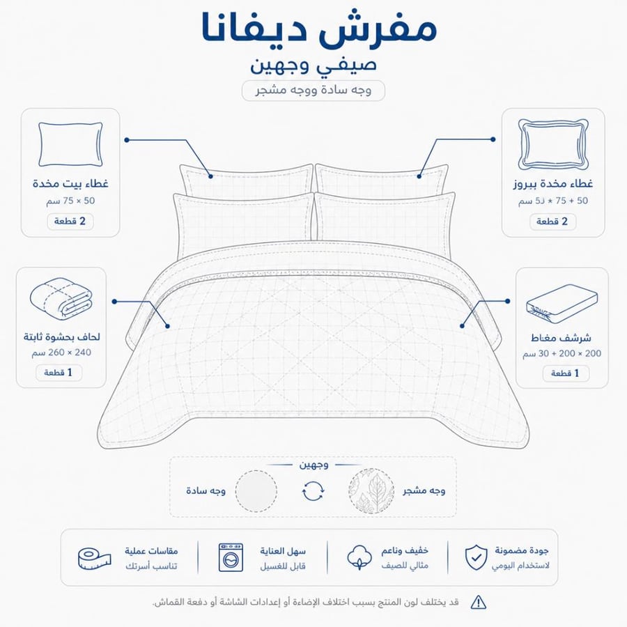 مواصفات قطع مفرش ديفانا الصيفي