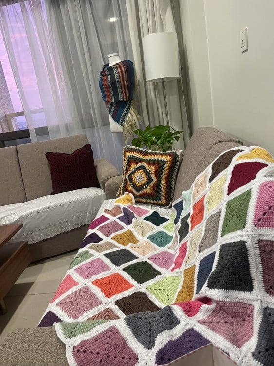 بطانية ملونة-Yarn art khawla