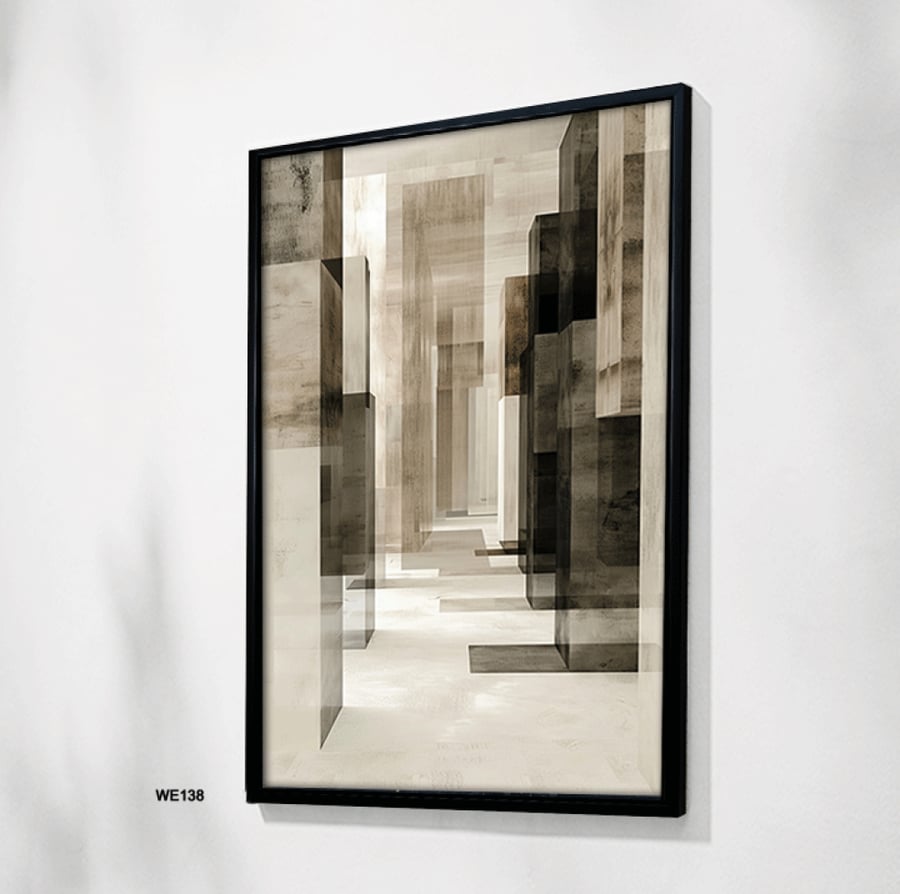 لوحة جدارية فن تجريدي عصري بتصاميم هندسية