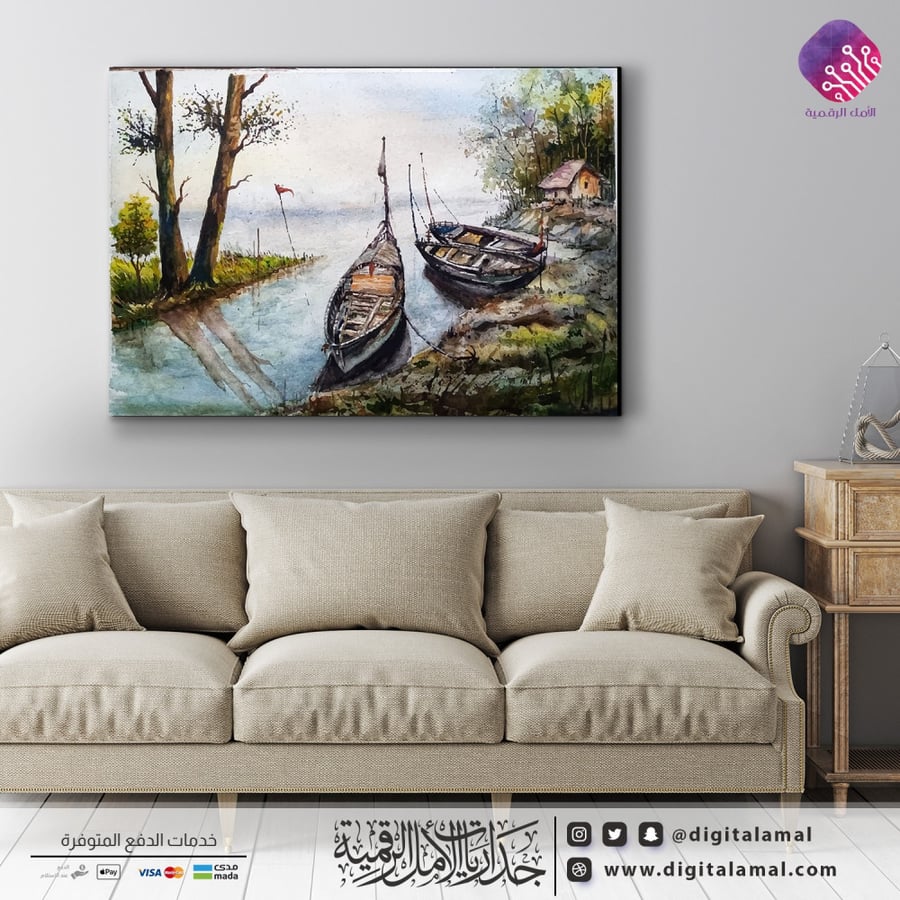 A distinctive wall panel for a group of boats in the lake