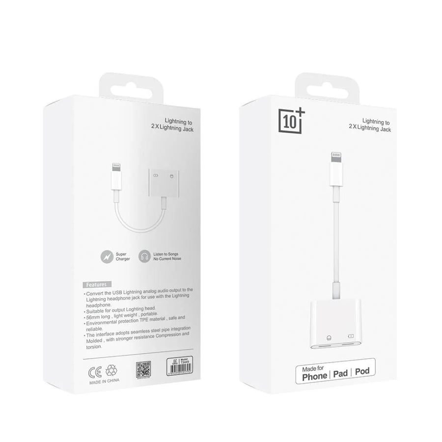 محول (T3449) شاحن وسماعة Lightning ايفون من TENPLUS