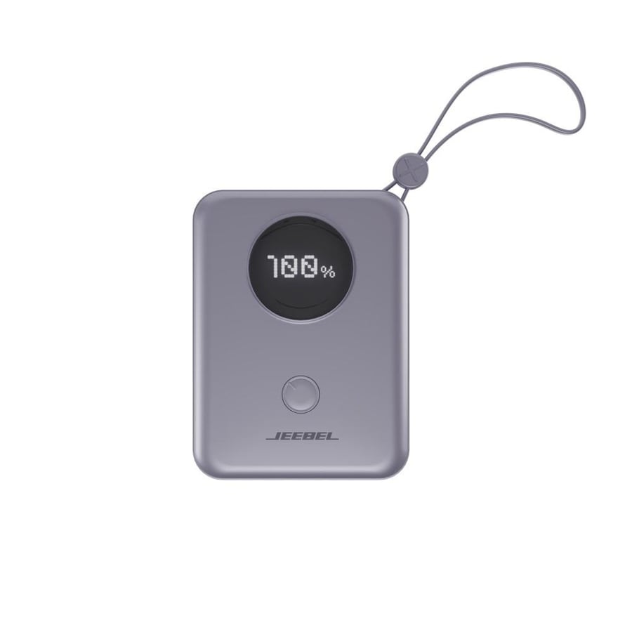 شاحن متنقل JE-B389 (باور بانك) 10000mAh بشاشة رقمية – PD سريع 22.5W مع كابلات Lightning وType-C مدمجة من شركة JEEBEL