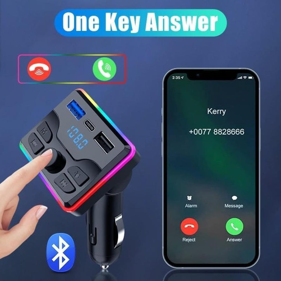 مشغل MP3 للسيارة (MX19) مزود ببلوتوث وإضاءة محيطة وراديو FM من POWERMAX