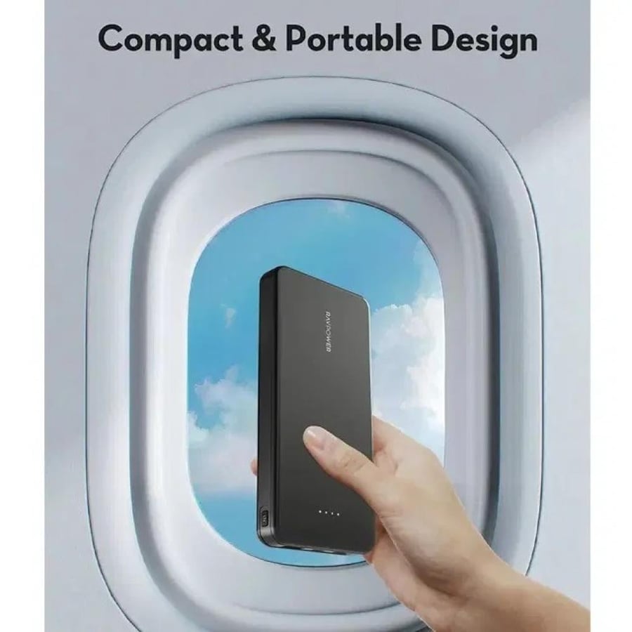 شاحن متنقل (RP-PB1215) (PD Pioneer 15w) 10,000mAh ميلي أمبير مع مداخل تايب سي( PD x 1) + يو اس بي(USB-A x 1) من RAVPOWER