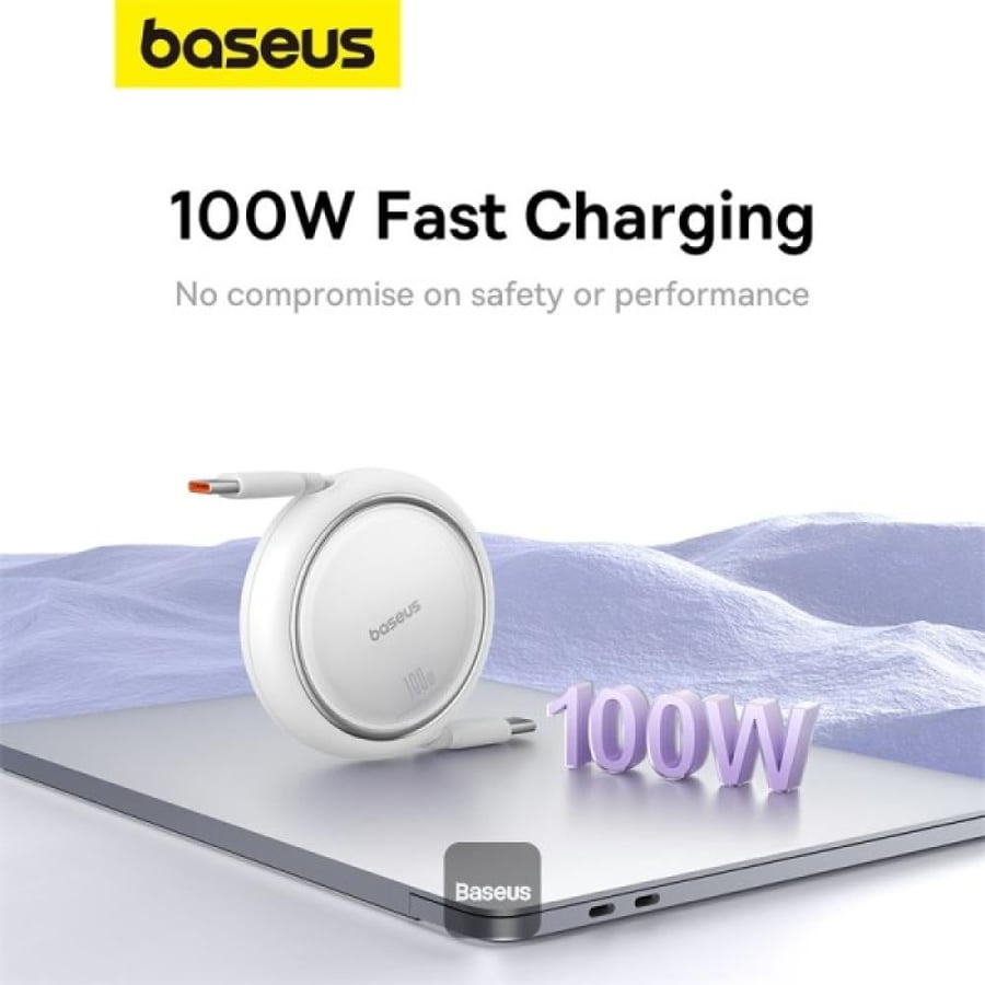 سلك شاحن قابل للسحب (CB000062) من (تايب سي - تايب سي) بطول 1 متر وقوة 100 واط من BASEUS