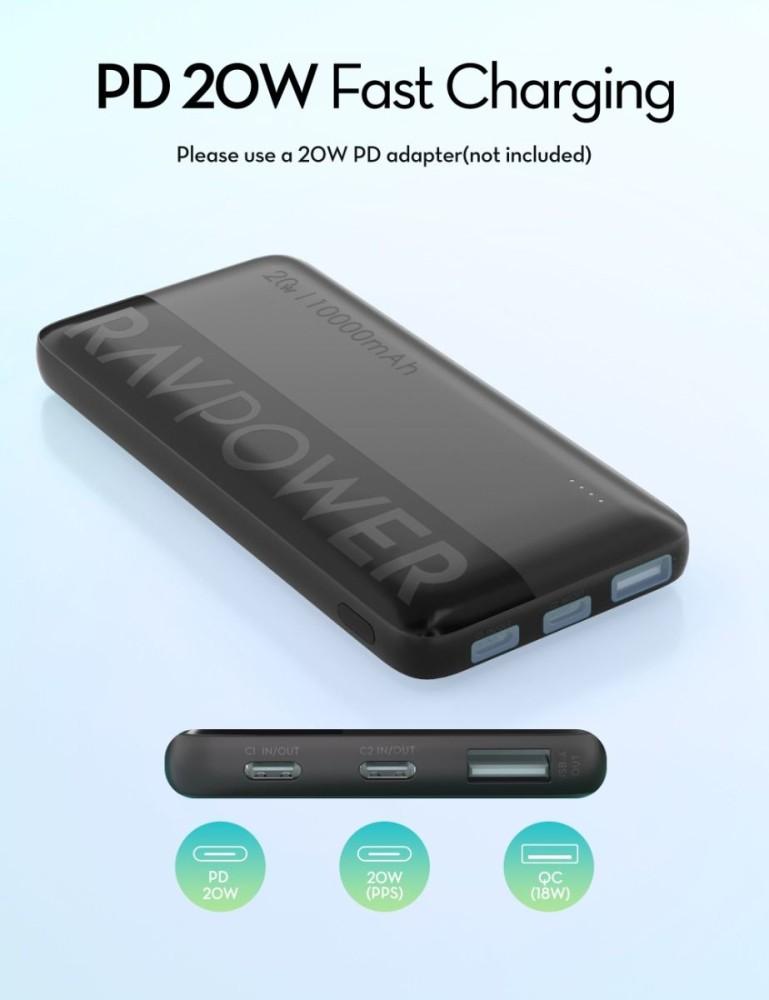 مجموعة (RP-PB1239) من قطعتين شاحن متنقل (RP-PB1228: 10,000mAh) + (RP-PB1229: 20,000mAh) مع مدخل (Type-C (20W) x 2 ) + (USB-A (18W) x 1 ) من RAVPOWER