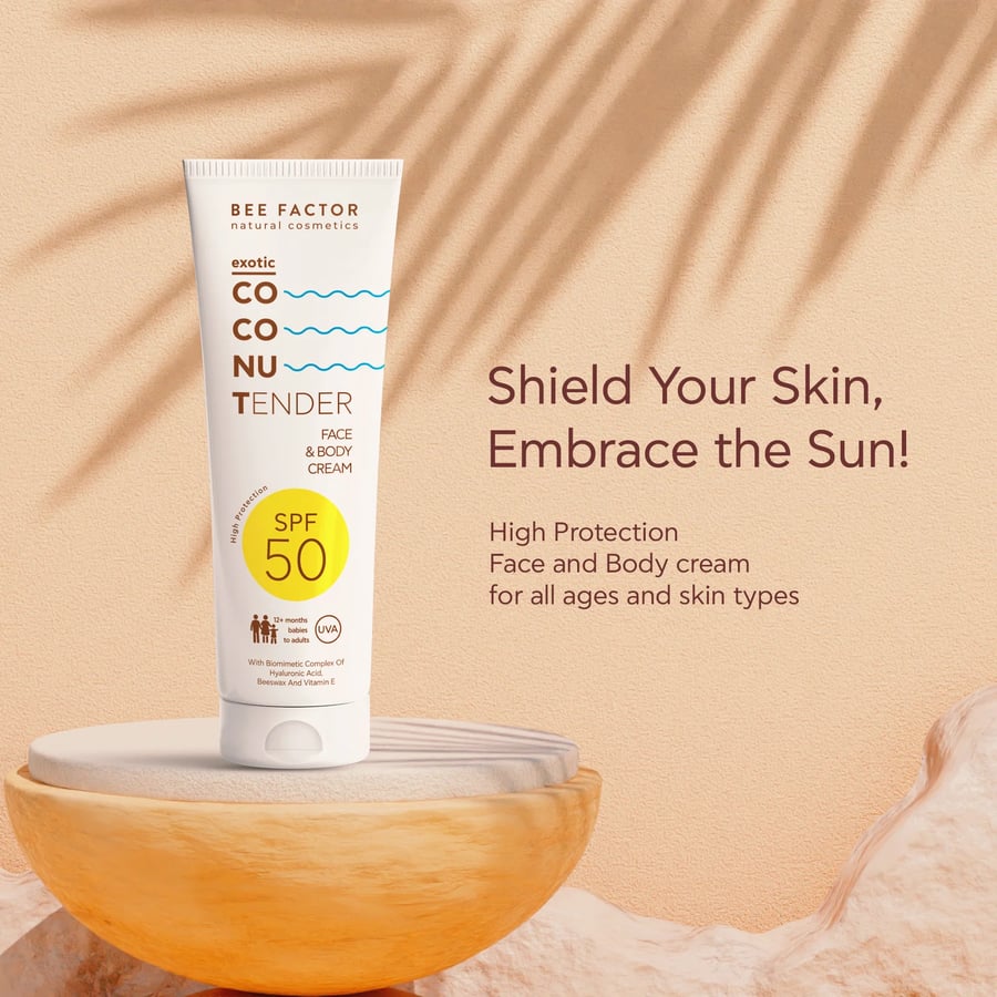 كريم جوز الهند الفاخر للحماية العالية SPF50 بملمس لطيف ومناسب للبشرة الحساسة