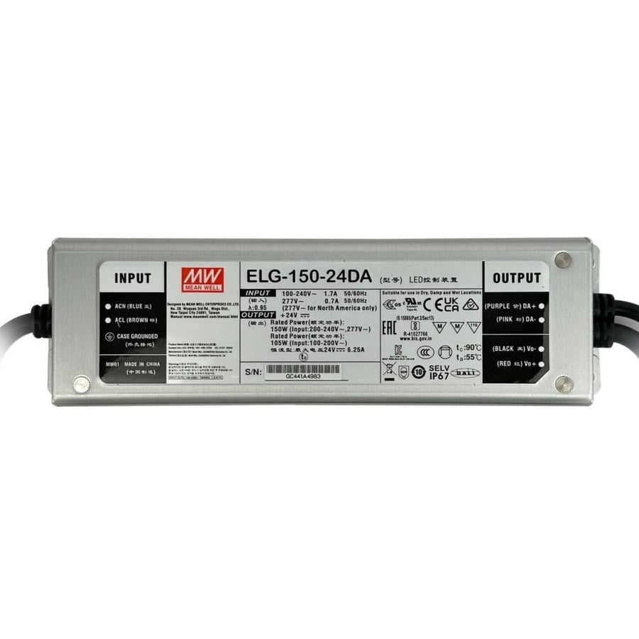 محول تشغيل دالي MEAN WELL DALI ELG-150-24-DA بقدرة 150 واط (درايفر): درجة الحماية IP67
