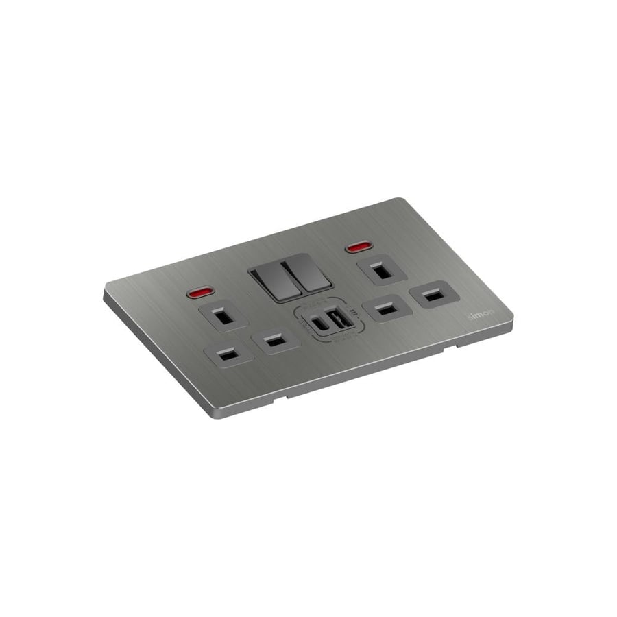 مقبس ثلاثي (13A) مع شاحن USB- عائلة مفاتيح أورا – معدني بالوان متعددة