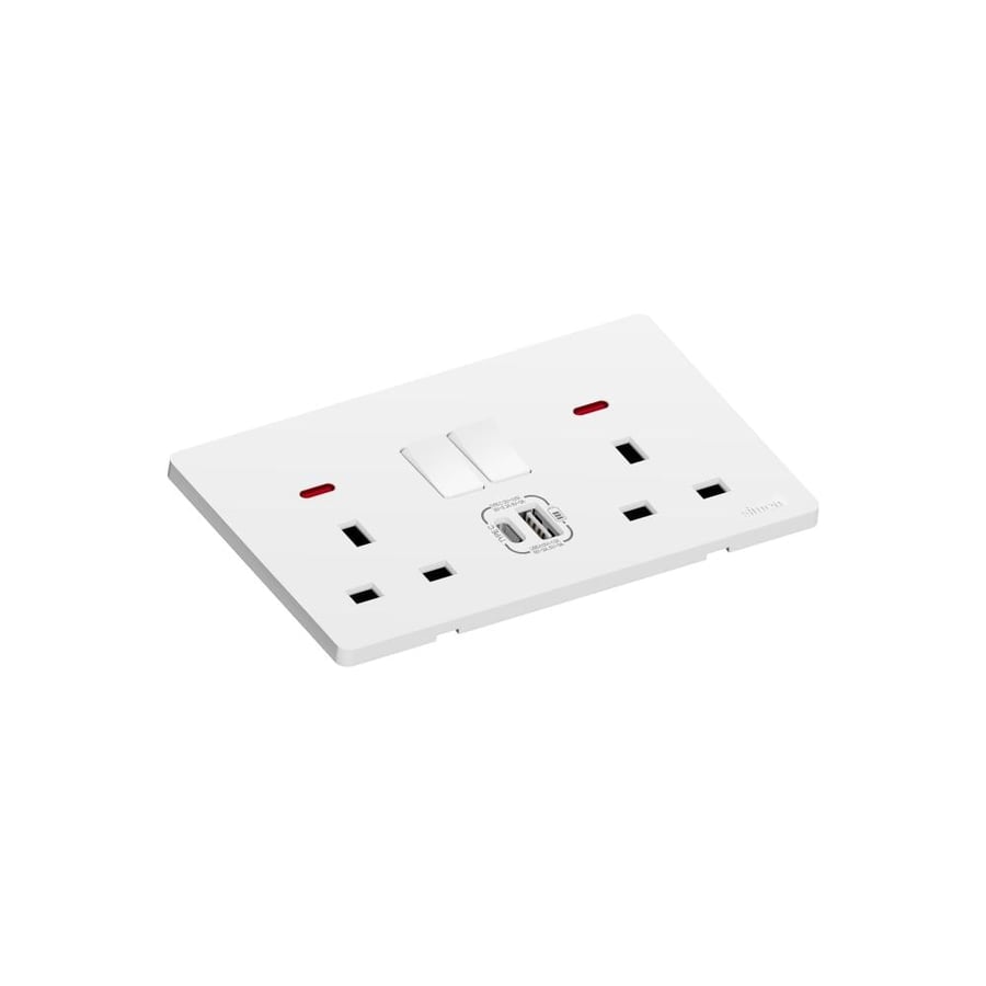 راسو مقبس  ثلاثي (13A) مع شاحن USB-  بالوان متعددة