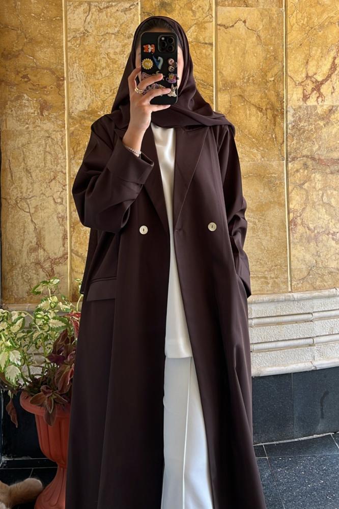 Brown half-cloche blazer abaya