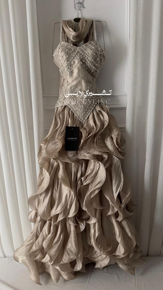 فستان سهره كرنكل تطريز يدوي