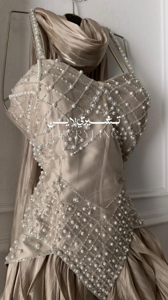 فستان سهره كرنكل تطريز يدوي