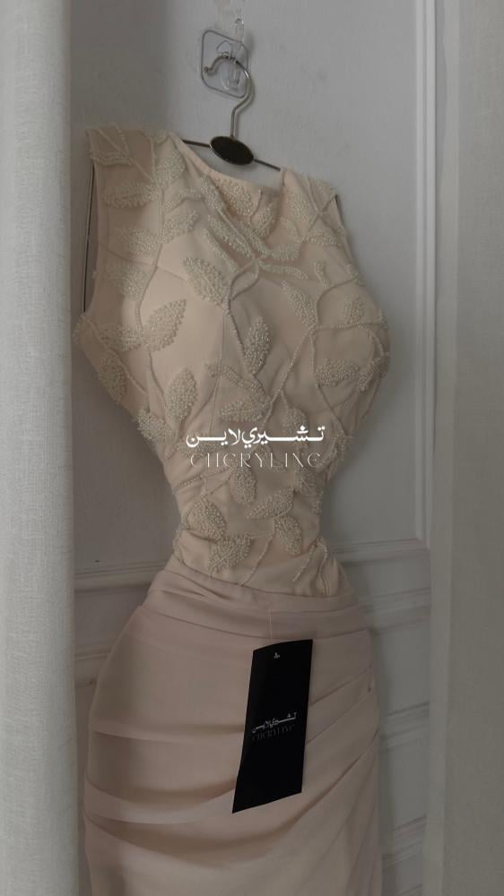 فستان سهره شيفون مزين بتطريز