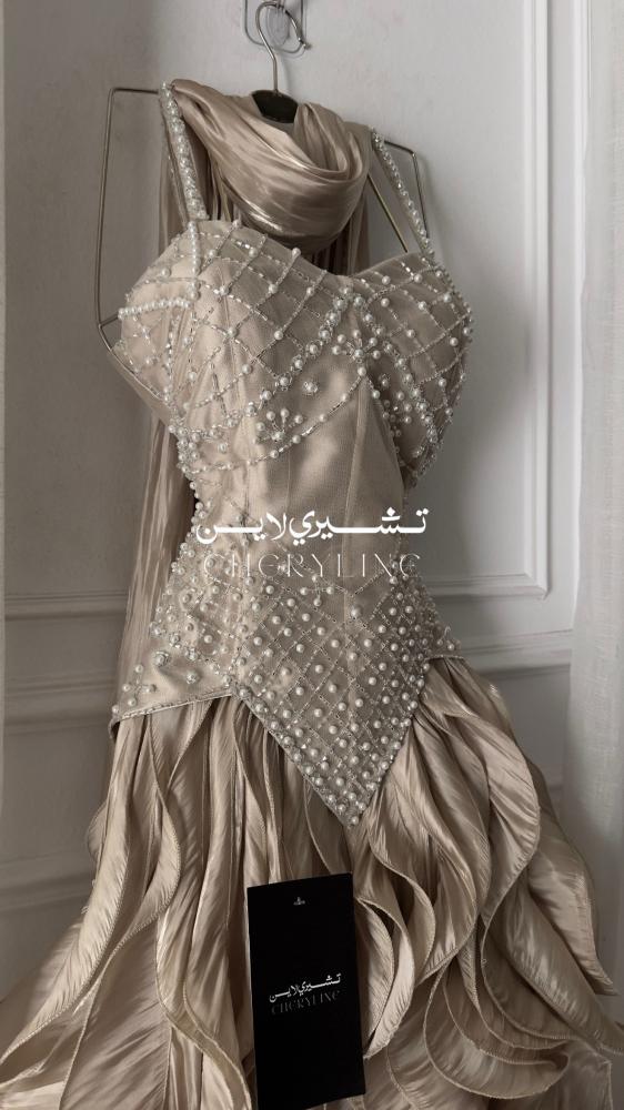 فستان سهره كرنكل تطريز يدوي