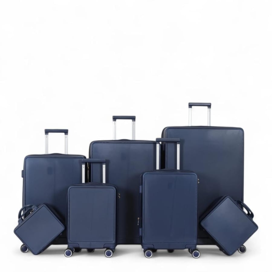 RED SEA Luggage Set – 7 Pieces (Includes 5 Trolley Suitcases and 2 Makeup Bags) – Flexible Wheels – Fixed Combination Lock
