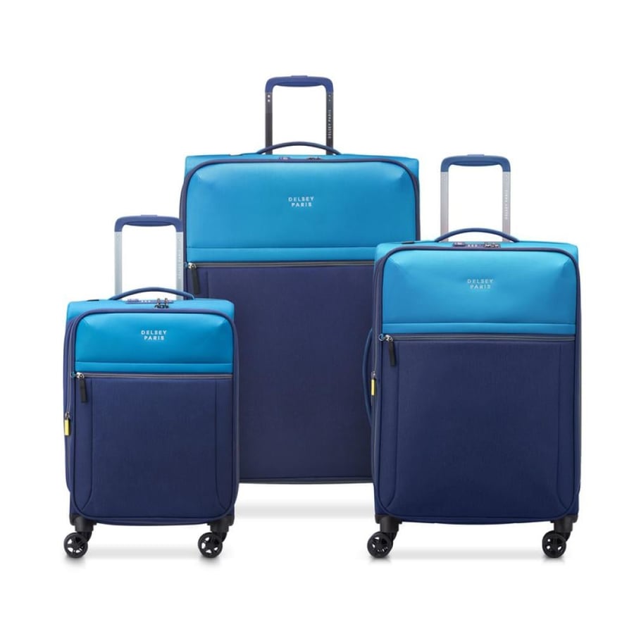 Delsey Brochant Soft Luggage Set – 3 Pieces (S/M/L) – Blue Hyper