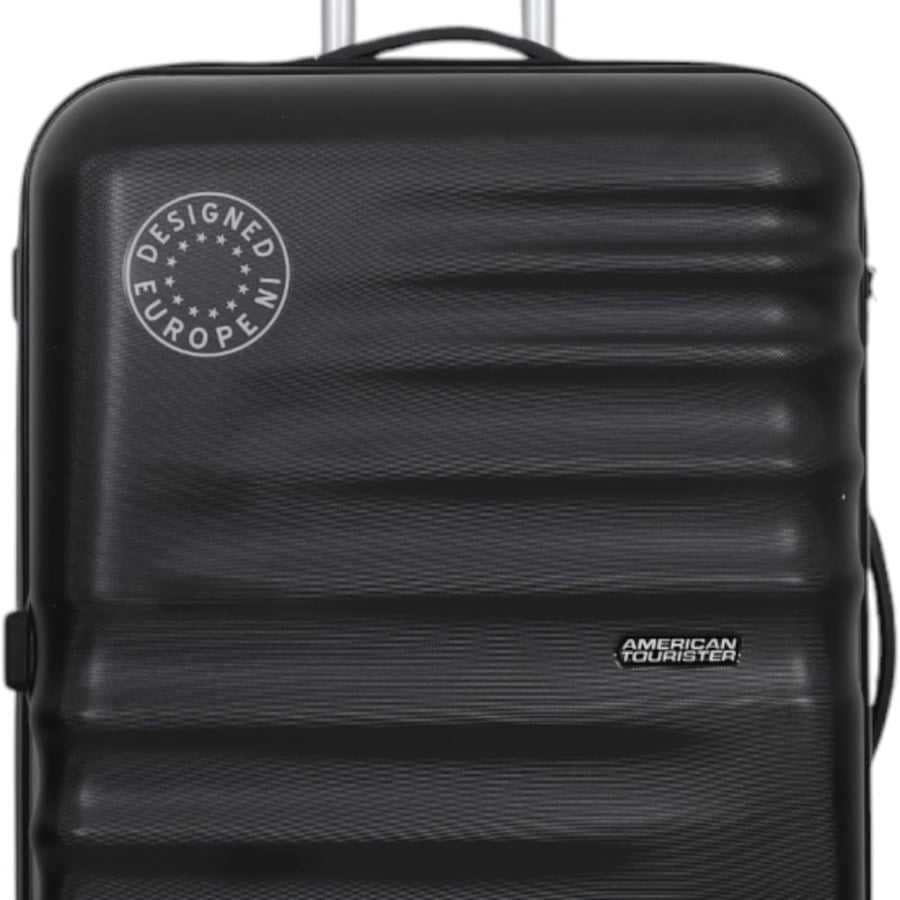American Tourister Suitcase – Black Color – PRESTON with Dynamic Line Design – Medium Size