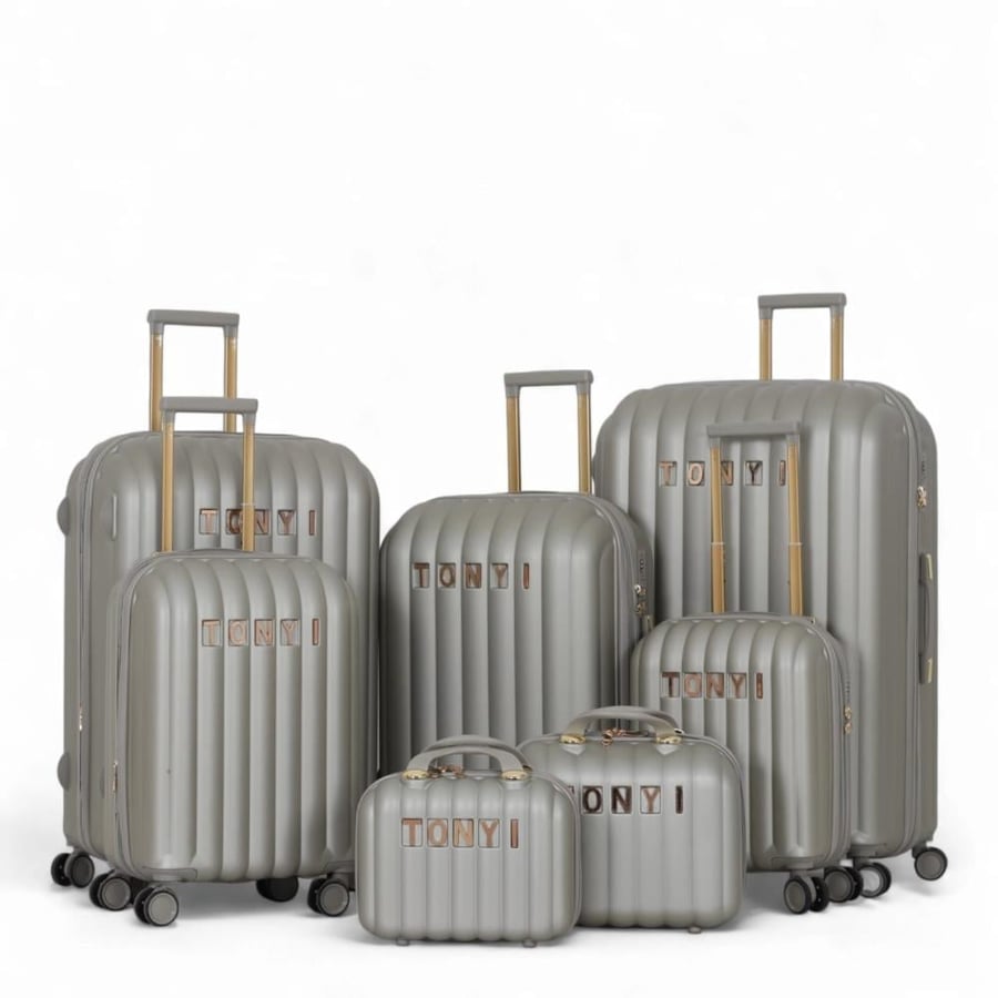 7-Piece Bridal Travel Suitcase Set – Includes 5 Trolley Suitcases and 2 Makeup Bags – Double Spinner Wheels – Expandable Zipper – TONYI Brand