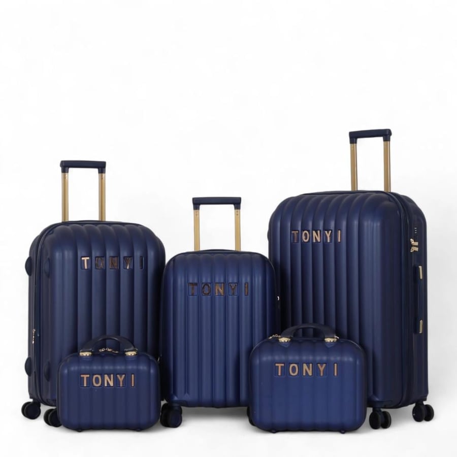 5-Piece Bridal Travel Suitcase Set – Includes 3 Trolley Suitcases and 2 Makeup Bags – Double Spinner Wheels – Expandable Zipper – TONYI Brand