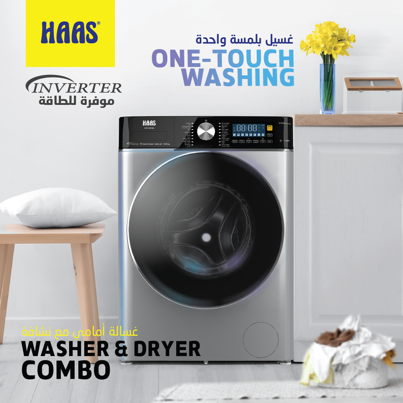 Haas front-loading washer and dryer – 10 kg washing / 6 kg drying