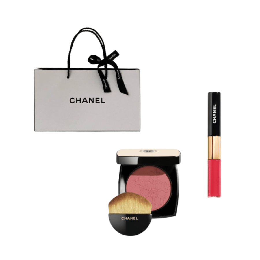Chanel package blush + lipstick + with the bag and ribbon