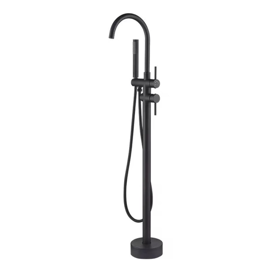 Black round floor bath mixer