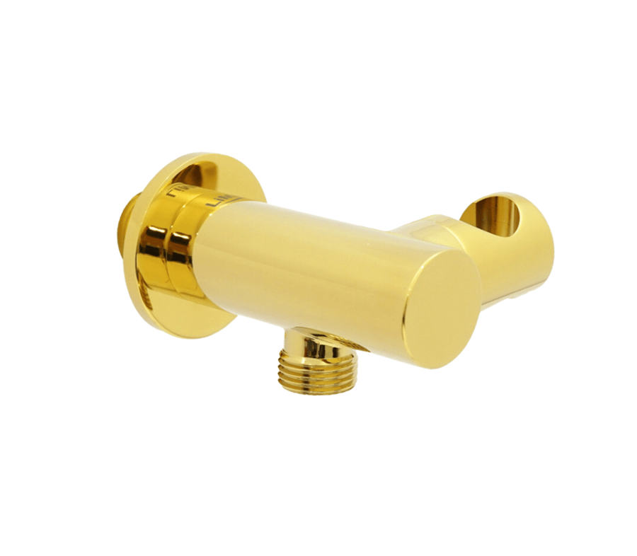 Hidden elbow with shiny gold round holder
