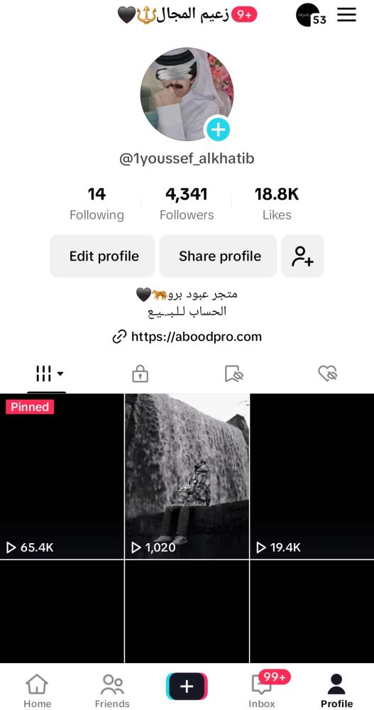 حساب تيك 4300متابع عرب