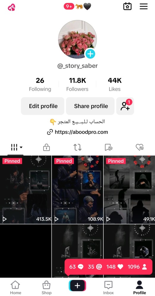 حساب تيك 11800متابع عرب