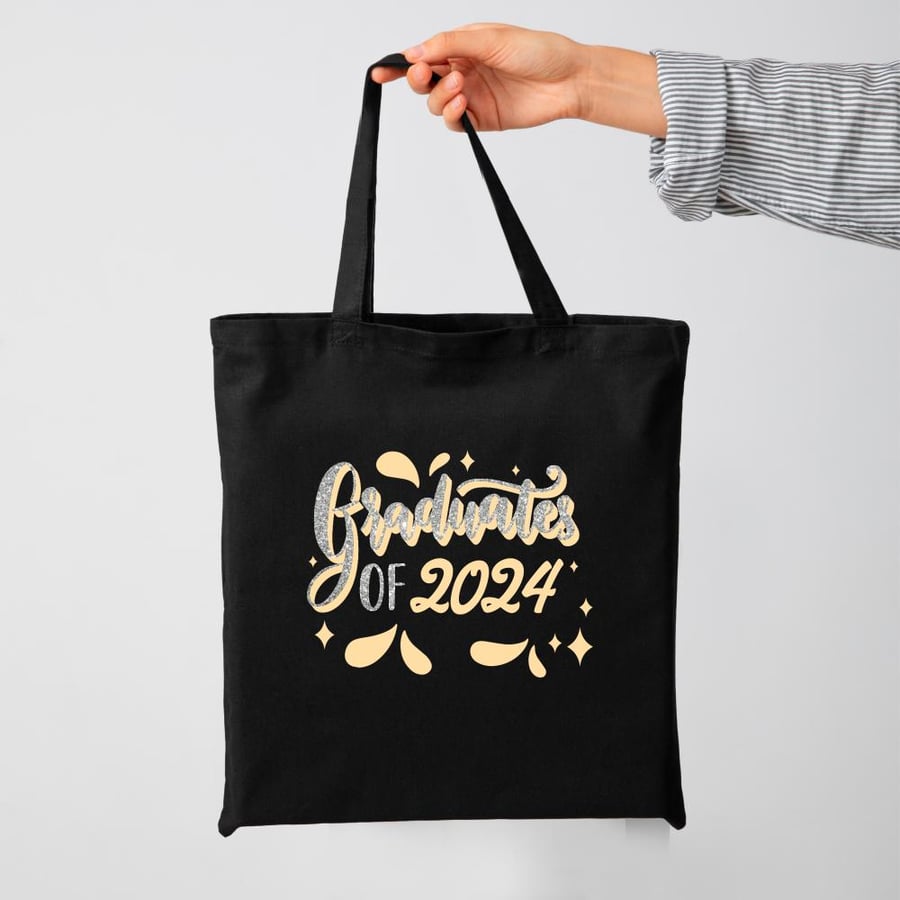 Black fabric bag for graduation