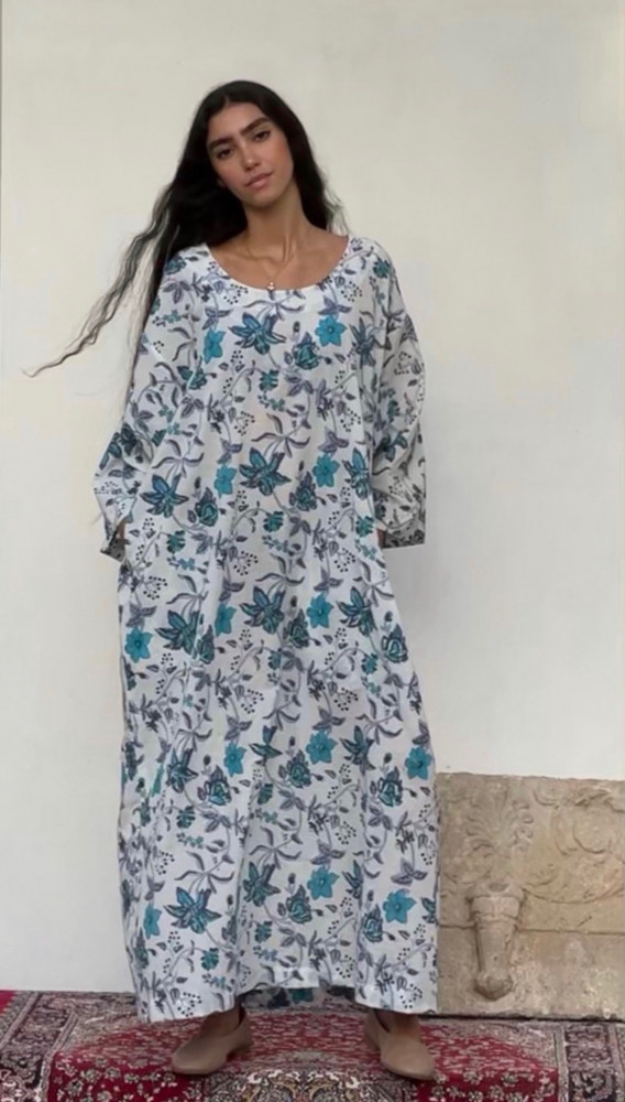 ثوب مورد قطن floral cotton dress