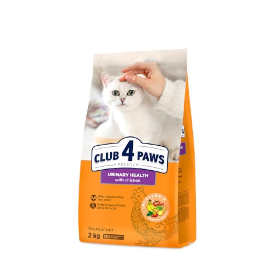 كلوب فور باوز بريميوم – طعام جاف للقطط البالغة لدعم صحة المسالك البولية بالدجاج - Club 4 Paws Premium Urinary Health – Chicken Dry Cat Food