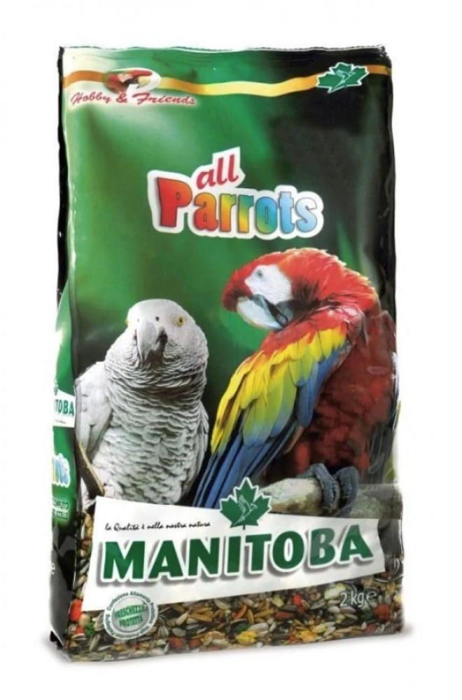 مانيتوبا خليط حبوب مشكل غذاء المكآو والببغاء الرمادي اكل الببغاء 800جرام Manitoba All Parrots Mixture Food 800gr
