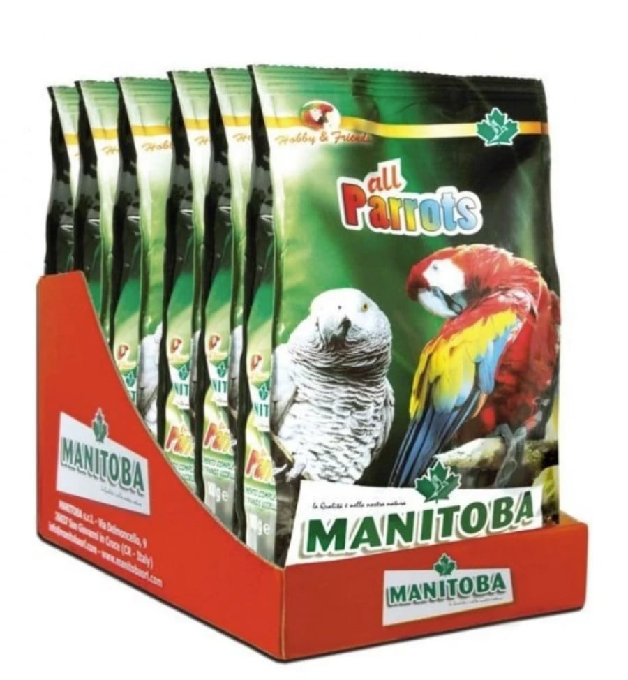 مانيتوبا خليط حبوب مشكل غذاء المكآو والببغاء الرمادي اكل الببغاء 800جرام Manitoba All Parrots Mixture Food 800gr