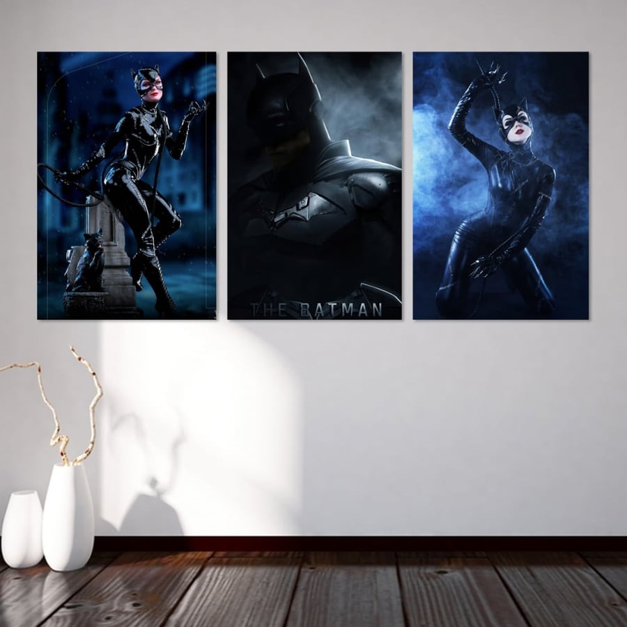 ثلاث لوحات قماشية بتصميم فلم The batman