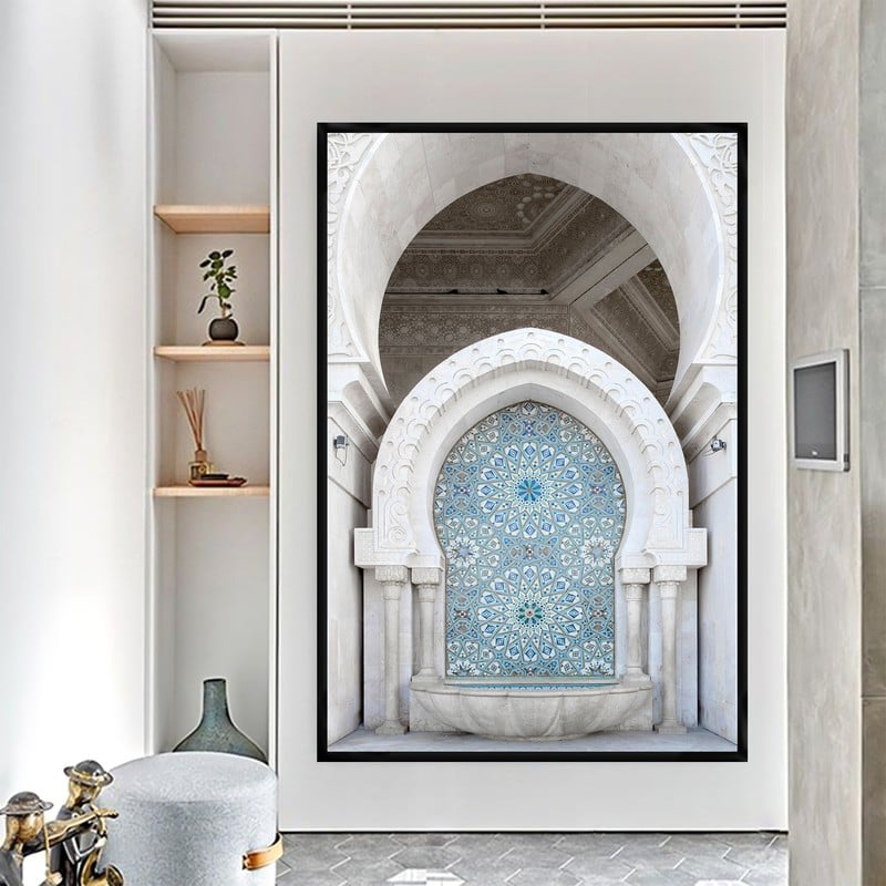 لوحة قماشية بتصميم الدار البيضاء مع برواز مجوف