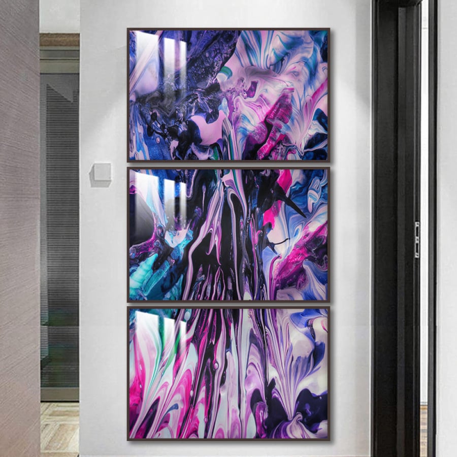 Three wall panels with frame and clear acrylic