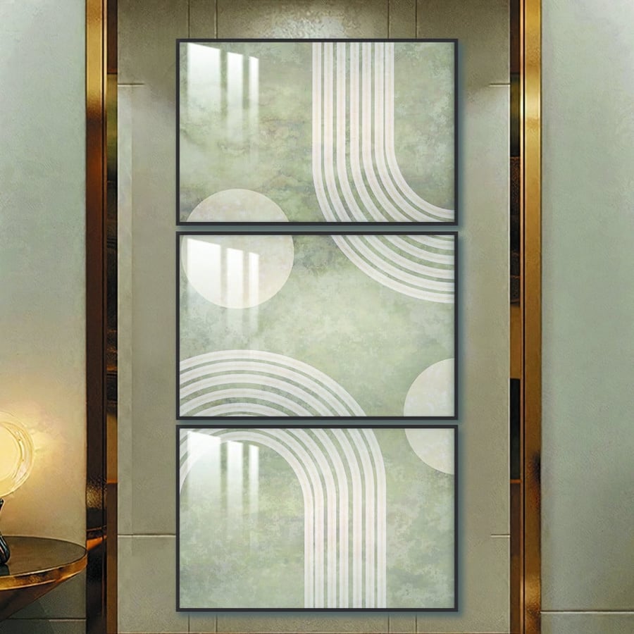 Three wall panels with frame and clear acrylic