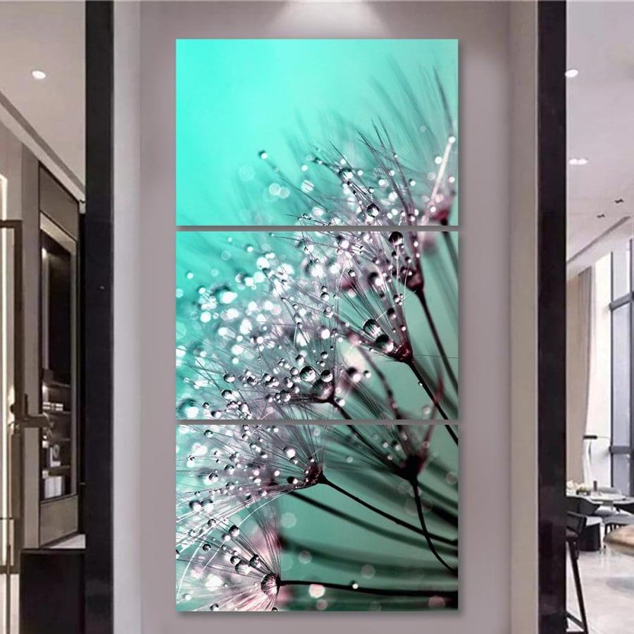 ثلاث لوحات قماشية تصميم ورد